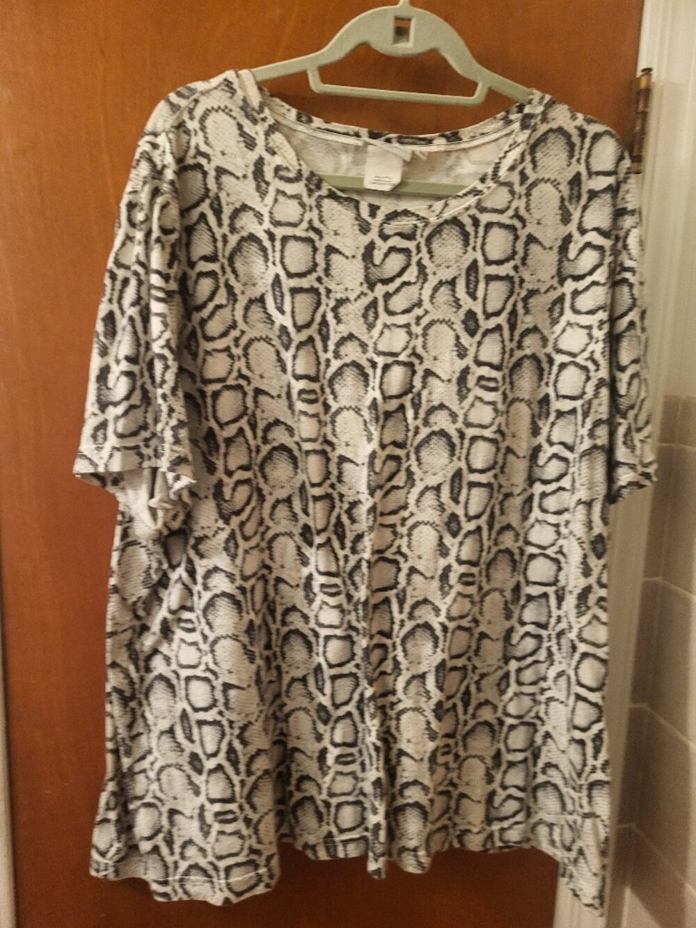 Vintage Hot Cotton Black & White Snake Print Tunic Blouse - Plus Size 3X